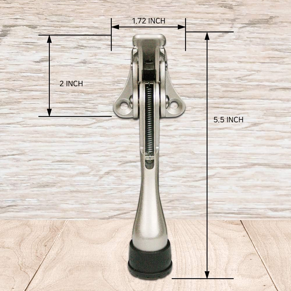Door Stopper, One-Touch semi-Automatic Metal Door Stopper, with Non-Slip Rubber Tip for Wood, Concrete, Tiled, and Carpeted Floors (4inch x 20pack, Satin Nickel)