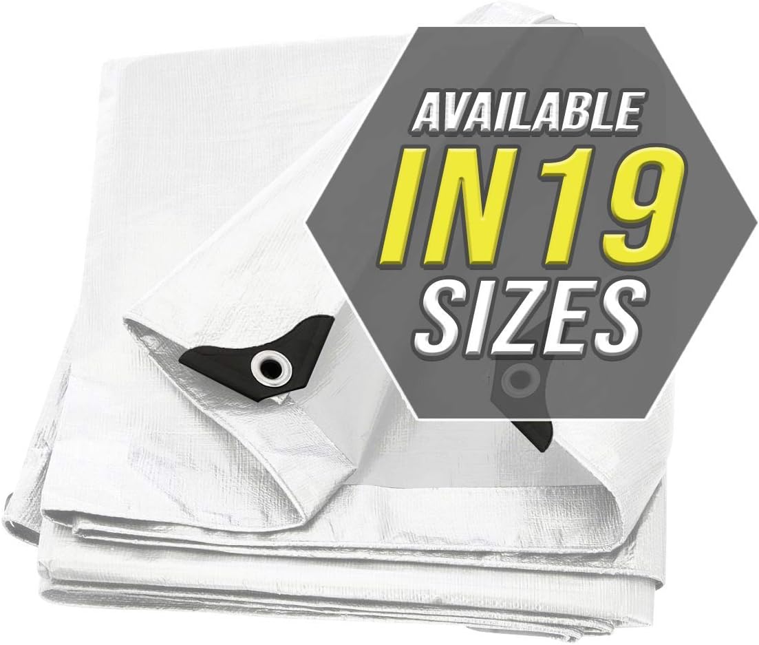 Large Waterproof Tarp - Heavy Duty 20 Mil Thick Poly Tarpaulin Ideal for Canopy Tents, Boats, RV or Pool Covers - Multipurpose Protective Tarps with Grommets for Indoor, Outdoor Use | 12' x 20' 2 Pack