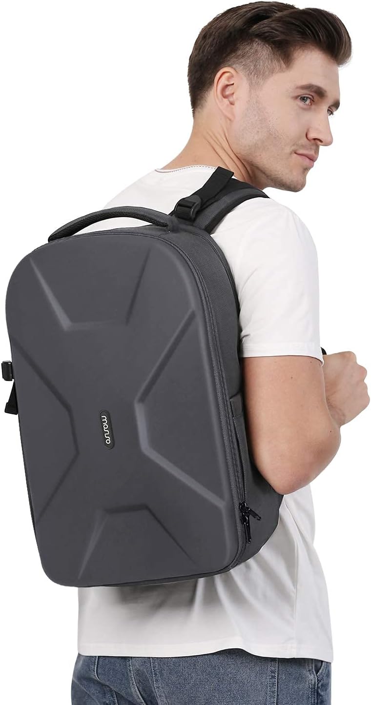 MOSISO Camera Backpack, DSLR/SLR/Mirrorless Photography Camera Bag 15-16 inch Waterproof Hardshell Case with Tripod Holder&Laptop Compartment Compatible with Canon/Nikon/Sony, Gray