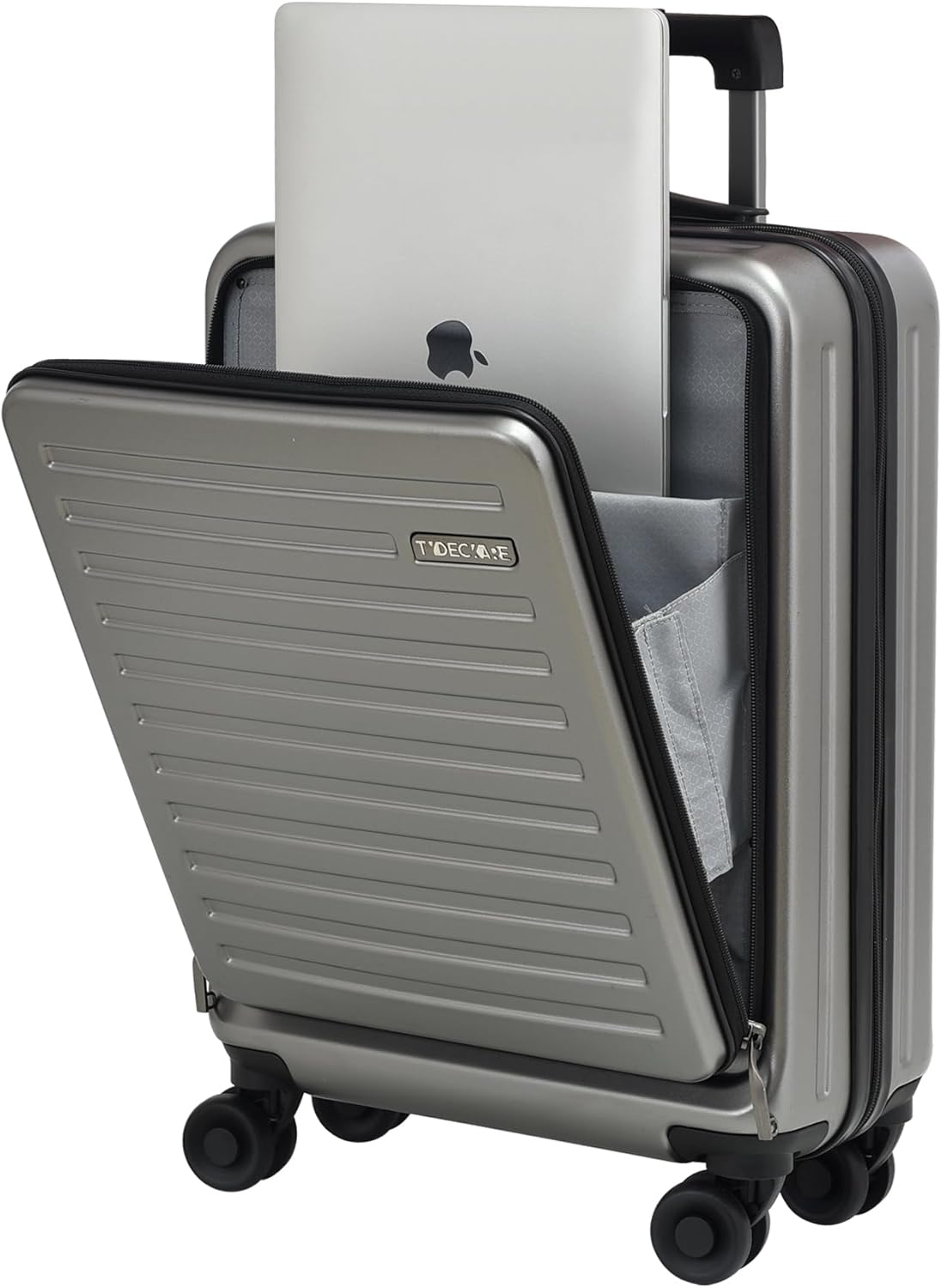 TydeCkare 20 Inch Carry On Luggage with Front Pocket, 21.65 * 15.35 * 7.87" Suitable for Airplane Overhead Bin, 34L Lightweight PC+ABS Hardshell with YKK Zipper, TSA Lock Approved, Dark Gray