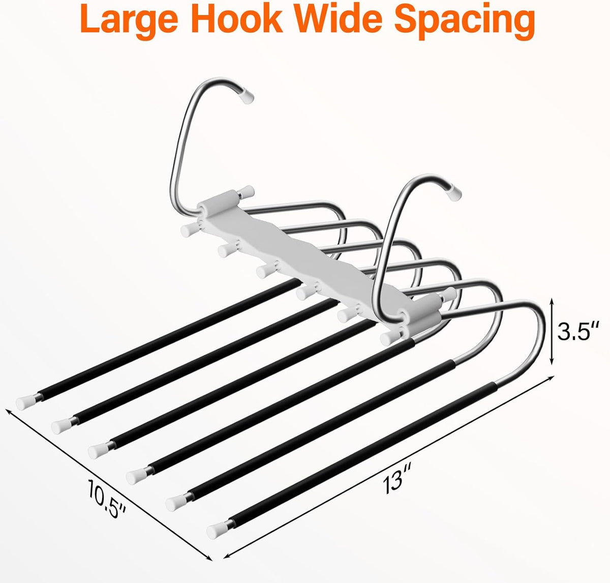 Upgraded Collapsible Pants Hangers Space Saving, 6 Layers Clothes Rack, Stainless Steel Multifunctional Closet Organizer, Non Slip Metal Hangers for Pants Jeans Skirts Trousers (4 Pack)