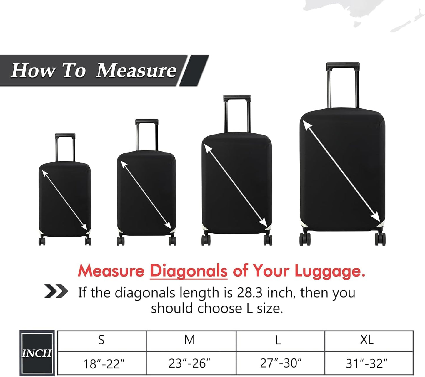 HYPER VENTURE Washable Luggage Cover - Fashion Suitcase Protector Fits 27-30 Inch Luggage (Black, L)