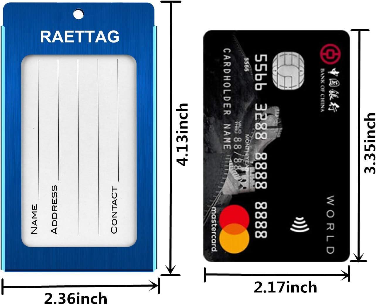 Luggage Tags Metal Suitcase Tags Travel Bag ID Identifier Luggage Tag (2Pack - Blue)