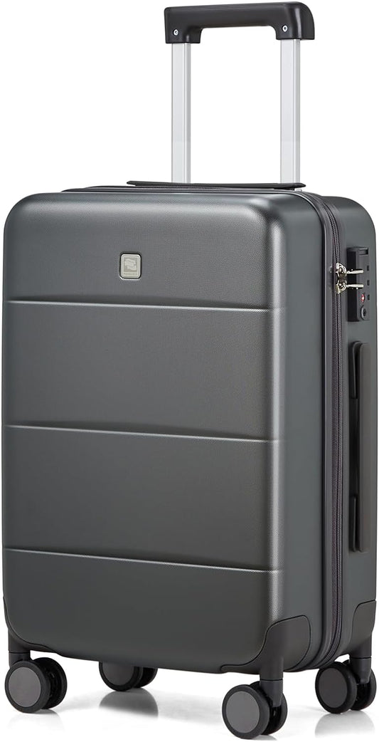 Hanke 24 Inch Checked Luggage with Spinner Wheels Hard Shell Suitcases Lightweight Travel TSA Luggage for Women Men Medium Suitcase(Graphite Grey)