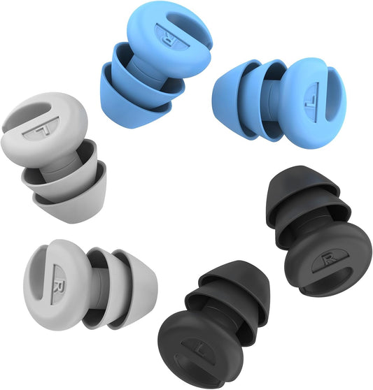 Ear Plugs for Sleeping Noise Cancelling, 38dB Noise Reduction Earplugs, Soft Silicone Reusable Hearing Protection Ear Plug, Waterproof Earplug Suitable for Sleep, Study, Travel, Concerts (3Pairs)