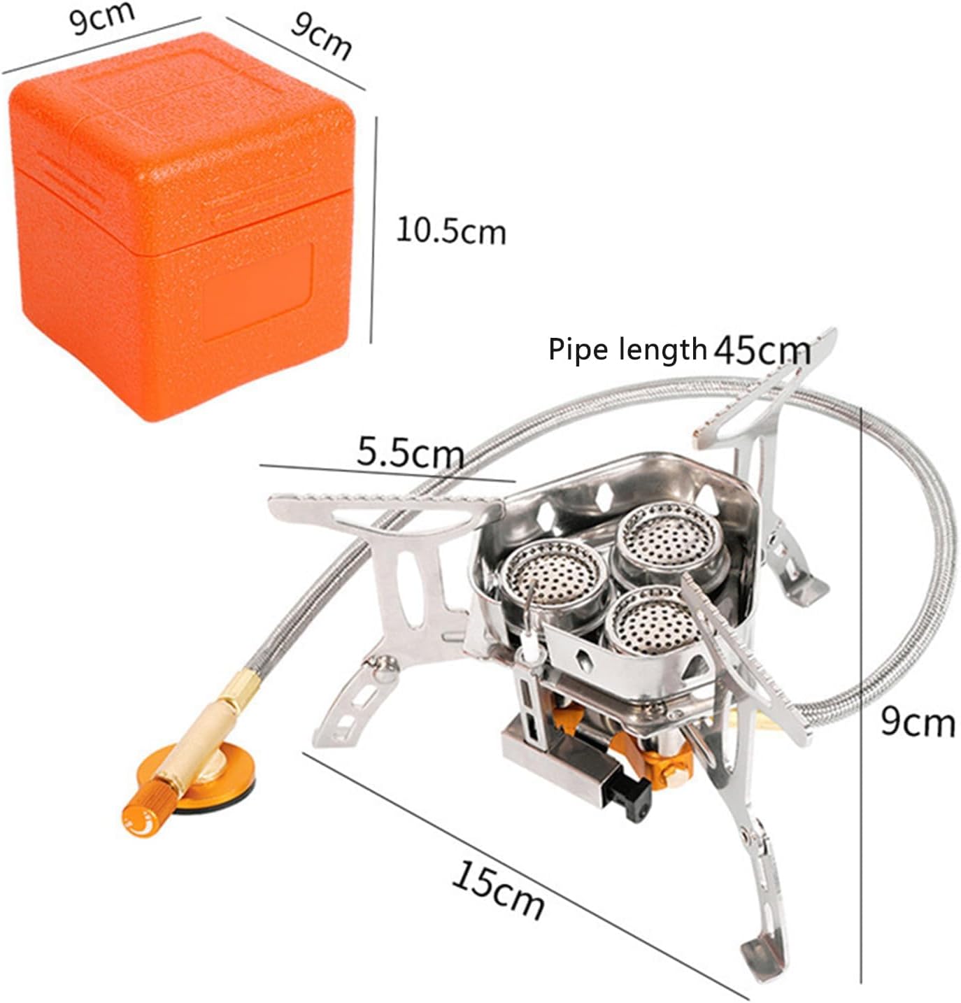 Windproof Camping Stove, Portable Camping Stove with Piezo Ignition, Collapsible Design with Carrying Casefor Outdoor Hiking, Backpacking, Picnic & Emergency Cooking (6800W)