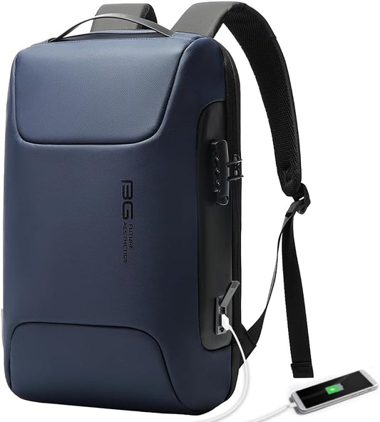BANGE Anti Theft Backpack with Lock,Business Backpack with USB Charging Port, Office Laptop Fit for 15.6 INCH Laptop