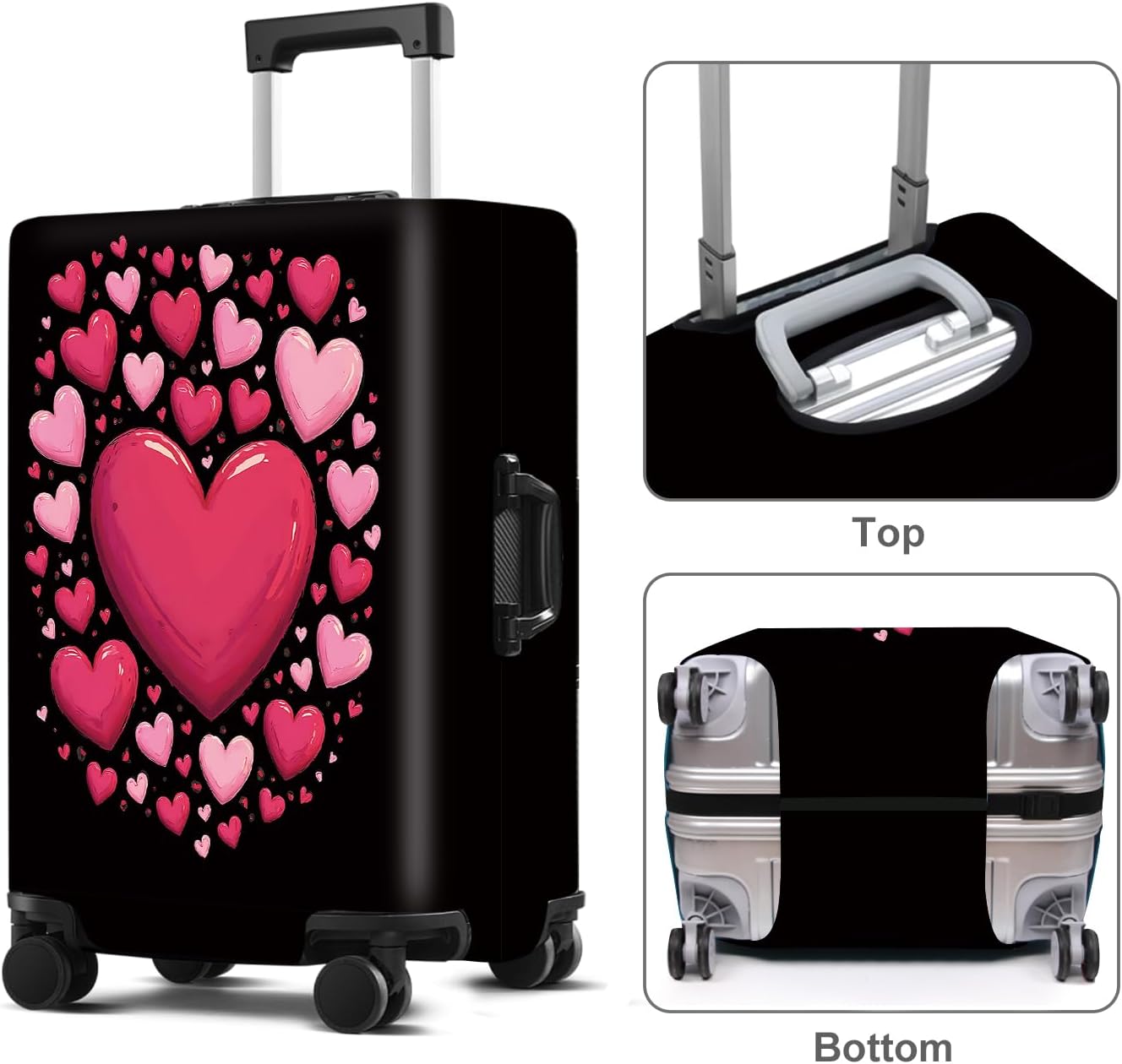 Luggage Cover Washable Suitcase Protector Anti-Scratch,Stretchable Fit for 20-34Inch Luggage Durable Travel Bag Cover with Zipper Closure (Heart, L(fits 28-30Inch suitcase))