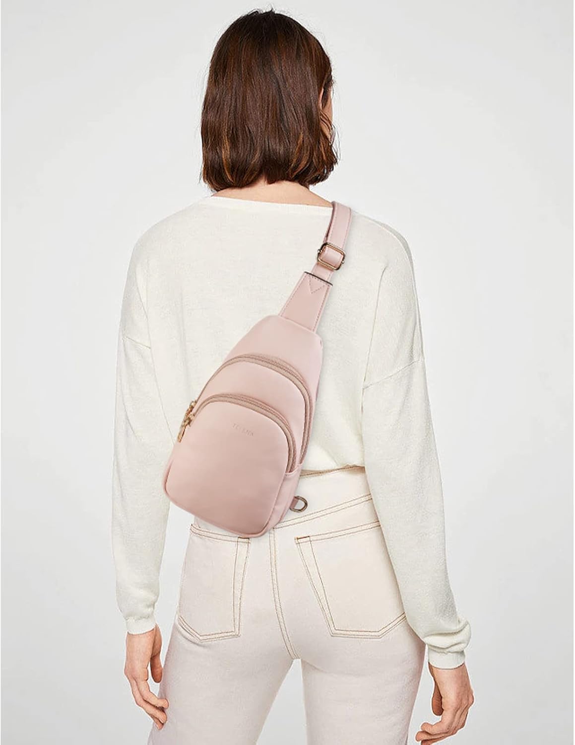 Telena Small Sling Bag for Women Leather Crossbody Fanny Packs Chest Bag for Women
