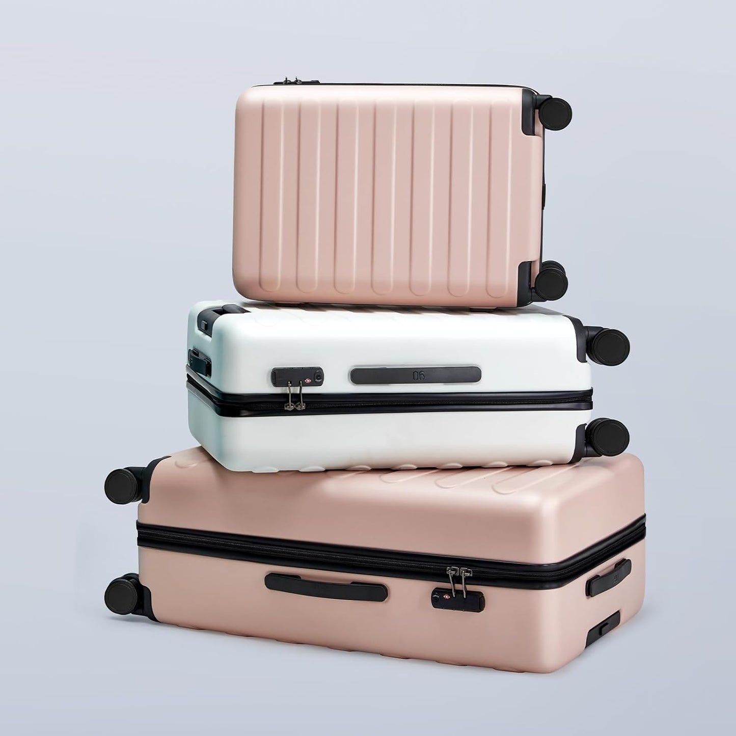 NINETYGO Medium Checked Luggage 24 Inch, Checking In Luggage with Smooth Spinner Wheels, Lightweight, Hard Shell PC Suitcase, Lightweight Travel Luggage, TSA Approved (Pink, Rhine Basic)