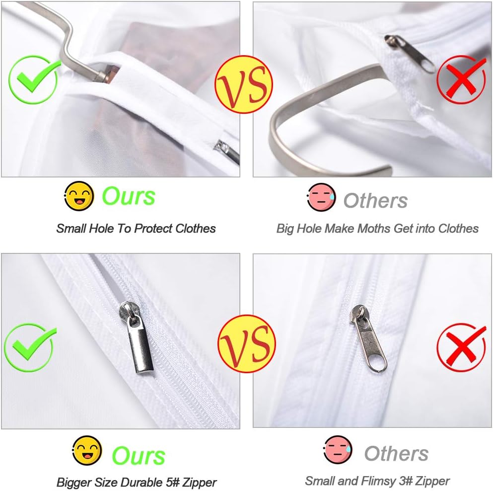 Suit Bags for Closet Storage Garment Bag 24''X40'' Clear Garment Bags for Hanging Clothes (Set of 6) Plastic Waterproof Suit Cover Bag with Zipper for Coats, Jackets, Shirts