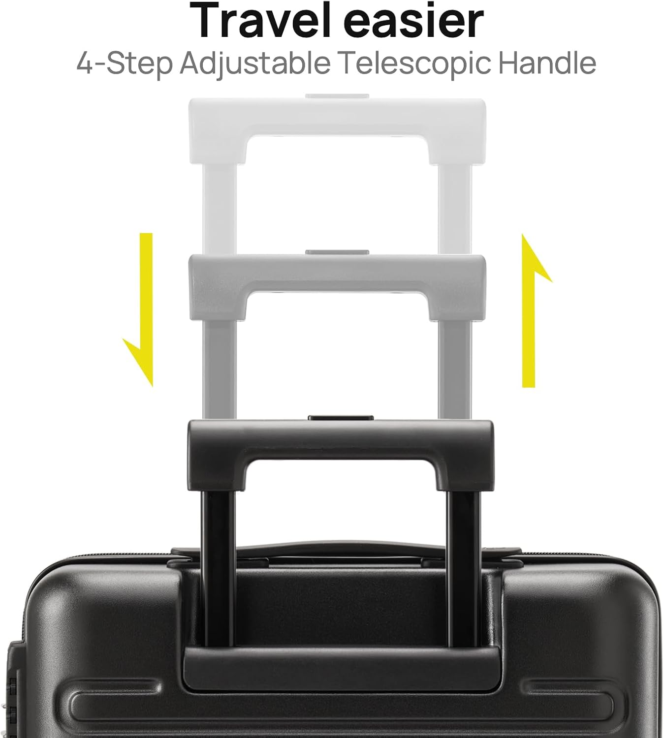 NINETYGO Carry On Luggage 22x14x9 Airline Approved, 20 Inch Luggage with Smooth Double Spinner Wheels, Hard Shell PC+ABS Suitcase Carry-On, Lightweight Travel Luggage, TSA Approved (Black, Andes)