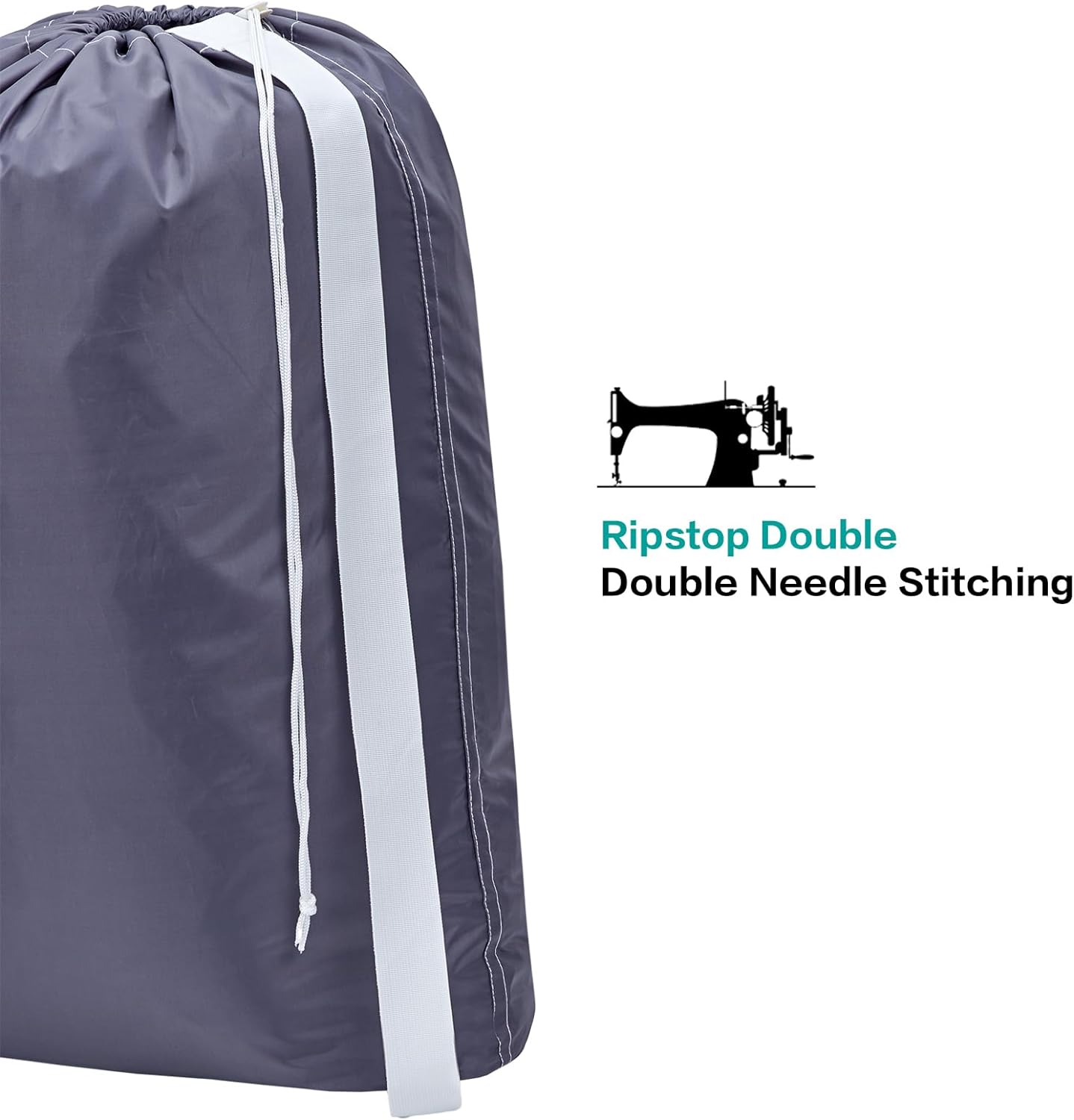 HOMEST XL Nylon Laundry Bag with Strap, Large Dirty Garments Organizer, Easy Fit a Hamper or Clothing Basket, Can Carry Up to 4 Loads of Clothes, Gray