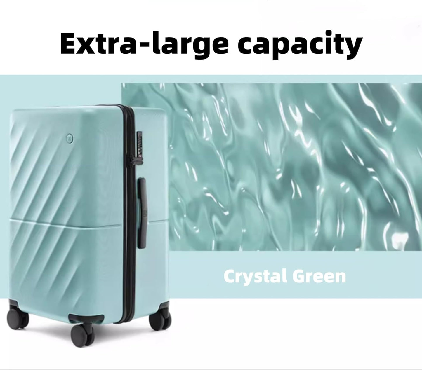 NINETYGO Trunk Luggage 26 Inch, Medium Checked Luggage with Double Spinner Wheels, Anti-Burst Zipper, Hard Case PC Suitcase, Lightweight Travel Luggage, TSA Approved (Crystal Green, Hudson)