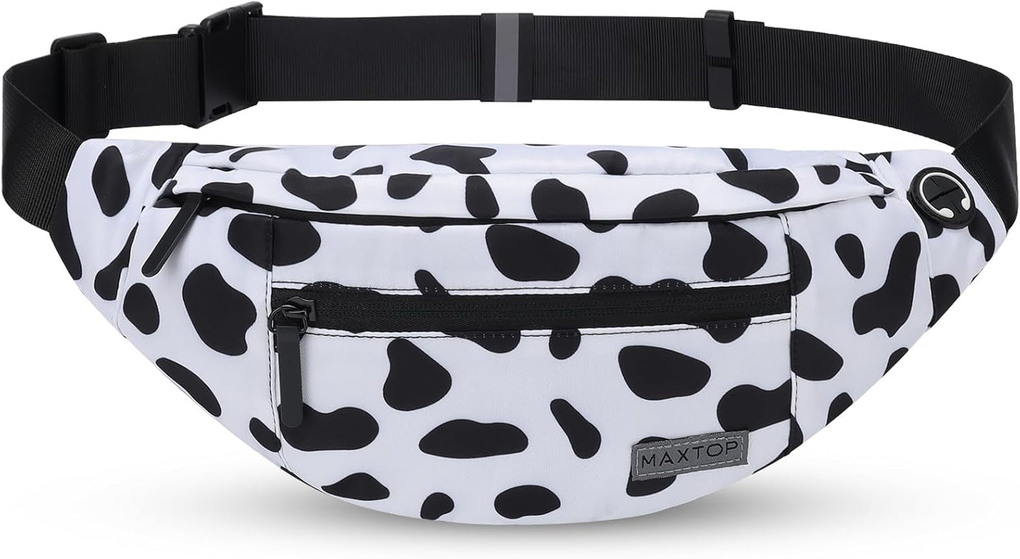 MAXTOP Large Crossbody Fanny Pack with 4-Zipper Pockets,Gifts for Enjoy Sports Festival Workout Traveling Running Casual Hands-Free Wallets Waist Pack Phone Bag Carrying All Phones