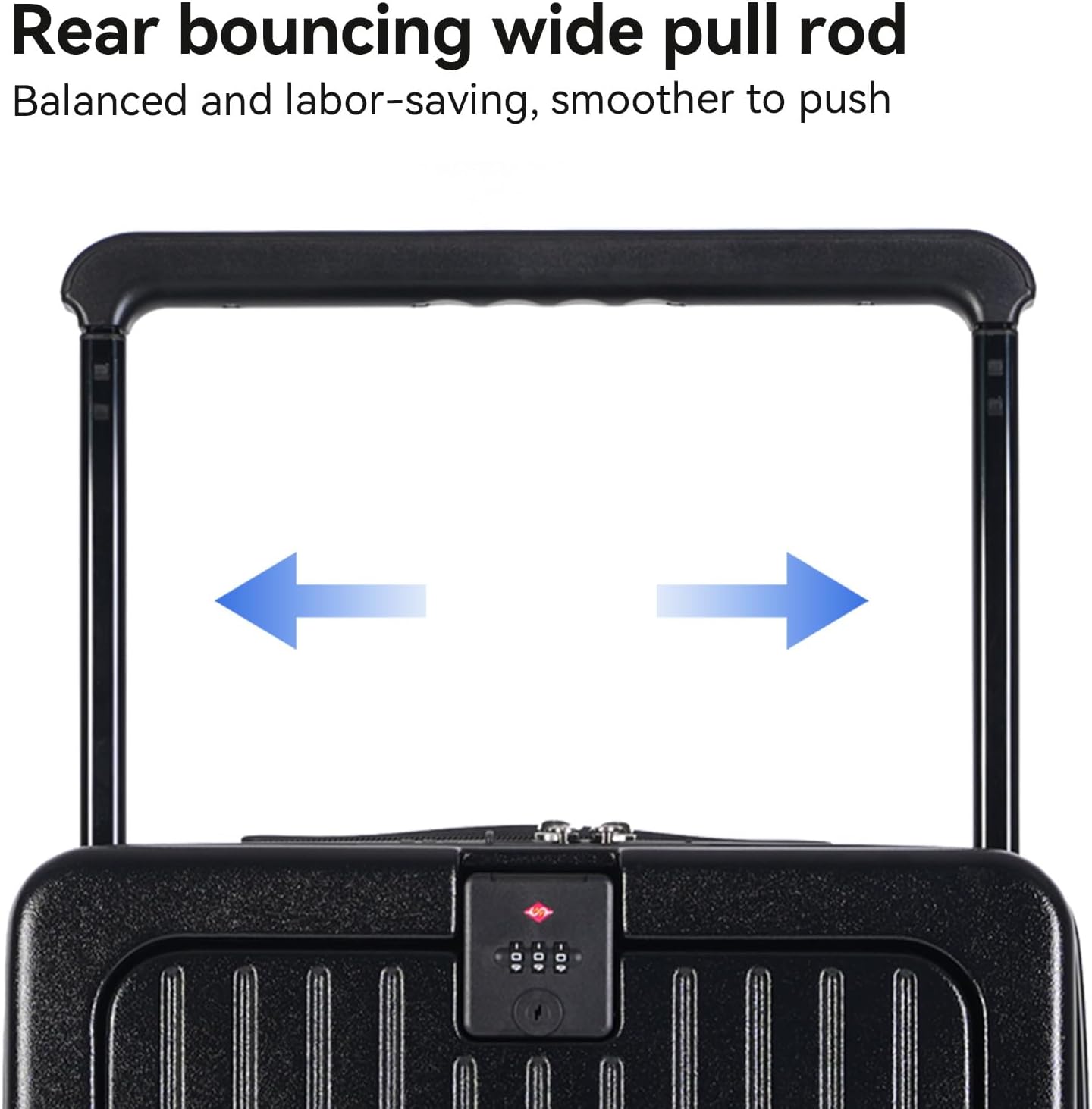SOKOK Front Pocket Luggage with Spinner Wheels, 24'' Wide Handle Travel Suitcase PC Hardshell Multifunctional Luggage with Charging Port and Cup Holder, Black