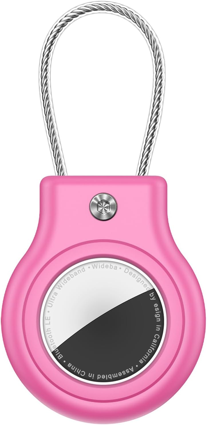 Waterproof Airtag Holder,Airtag Case with Secure Lock,Airtags Keychain for Apple Airtag,Anti-Lost Protective Cover Air tag Accessories for GPS Item Finder Tracker Luggage,Bag,Key,Pet,Cat,Dog-Rose Pink
