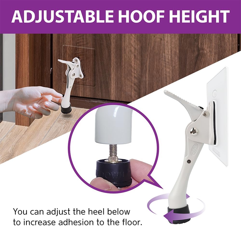 Door Stopper with Adhesive Bracket Stickers, No Drilling or Tools Needed, Available for All Doors, Door Holder, Heavy Door Stop, KickDown Door Stoppers, Bottom of Door by HASHI (White/Bracket)