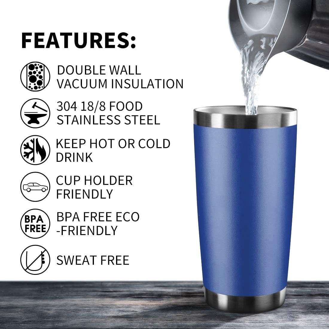 20oz Tumbler Stainless Steel Vacuum Insulated Mug with Lid, Double Wall Travel Mug, Durable Powder Coated Coffee Cup, Suitable for Ice Drinks and Hot Beverage (New Mix 12 pack)