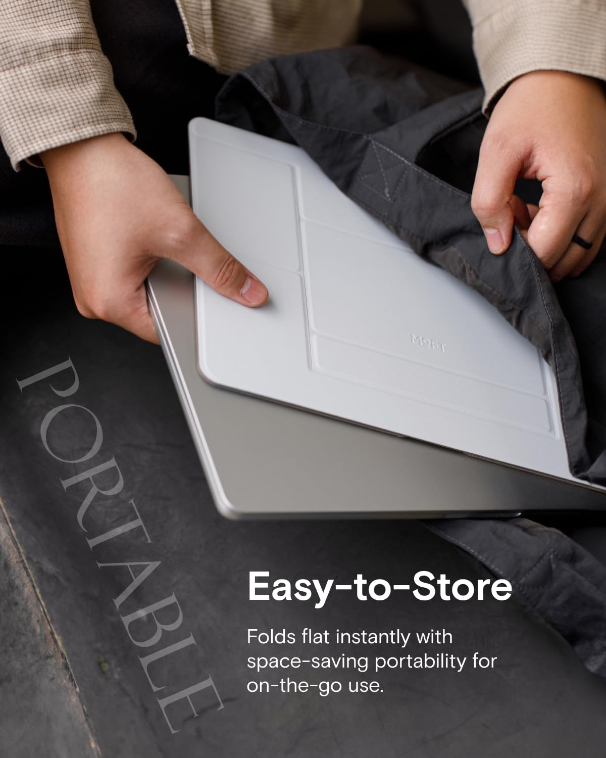 MOFT Invisible Laptop Stand for Desk, Stick-Free Tablet and Computer Stand with Dual-Angle, Foldable&Portable Laptop Riser Holder, Fits 7-11" Tablets&11-14" Laptops, Misty Cove (Non-Adhesive Version)