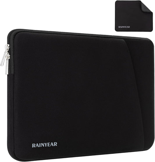 RAINYEAR Laptop Sleeve Case with Front Pocket, 11-13 Inch Protective Portable Case with Front Pocket, Briefcase Laptop Bag Cover Compatible with MacBook Air/Pro, HP, Dell, Lenovo, Acer, Black