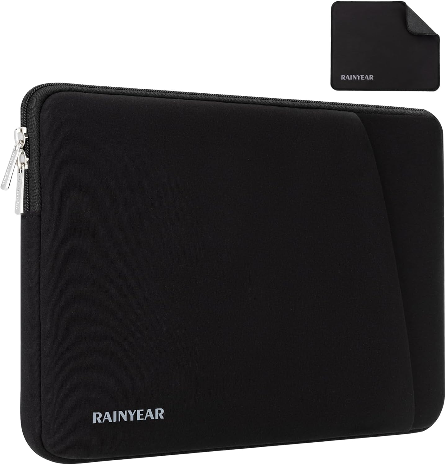 RAINYEAR Laptop Sleeve Case with Front Pocket, 15.6 Inch Protective Portable Case with Front Pocket, Briefcase Laptop Carrying Bag Cover Compatible for HP, Dell, Asus, Lenovo, Notebook, Black