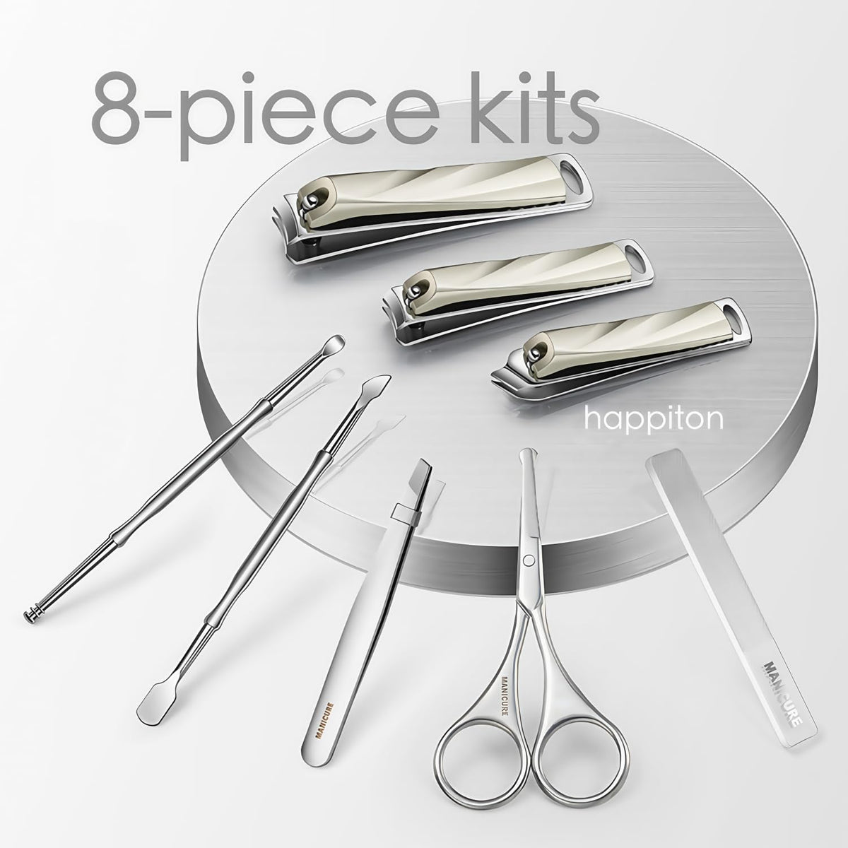 8-Piece Manicure Pedicure Set-Stainless Steel Nail Clippers Toenail Fingernail Cutters with Travel Case Complete Grooming Kit (Blue)