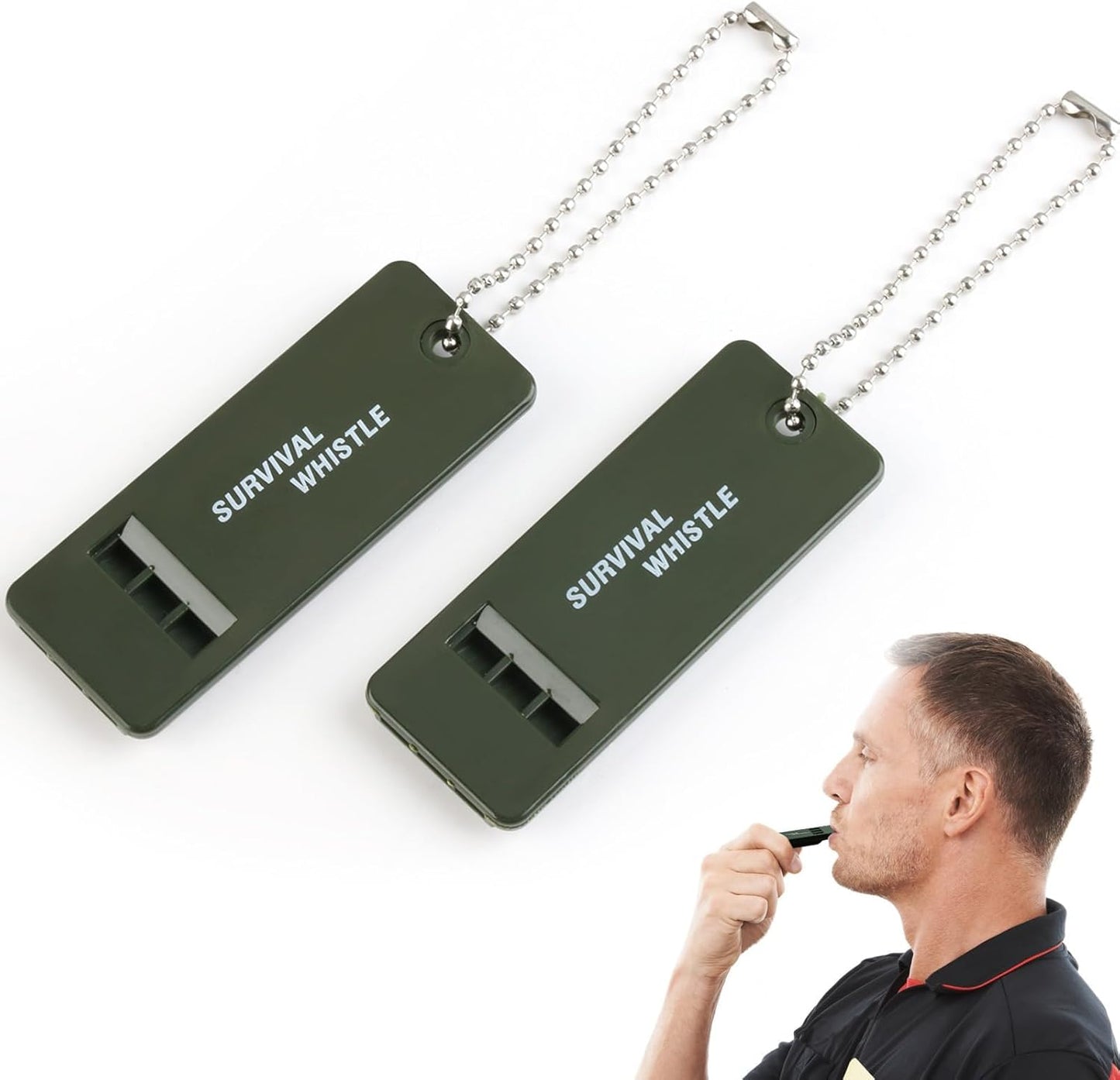 120 dB Emergency Whistles for Teachers, Flat Self Defense Safety Whistle Keychain for Women Outdoor Hiking Dog Signal