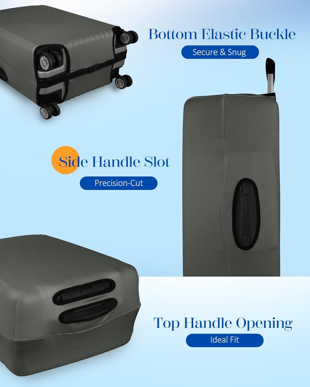 Slohif Luggage Cover for Suitcase Tsa Approved Protector - Luggage Sleeve Suit Case Cover Travel Stretch Large Baggage Case Protective Washable Fit 29-30 Inch Gray