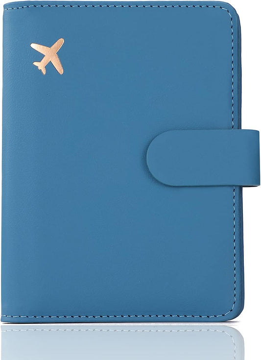 Melsbrinna Premium Leather Passport Holder Covers Case, Waterproof Rfid Blocking Travel Wallet Passport Holder with Pen Holder, Cute Passport Book for Women/Men