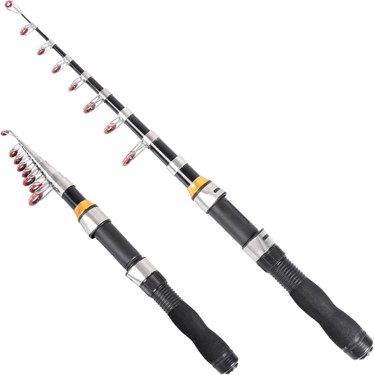 Telescopic Collapsible Extendable Fishing Rod for Saltwater and Freshwater, Lightweight and Compact Design