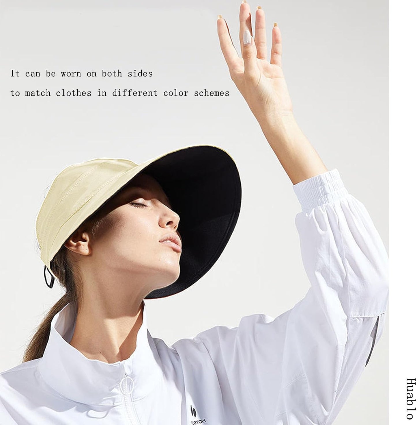 Sun Hats for Womens Wide Brim UV Protection Fishing Hats Packable Reversible Hollow Top Hat with Ponytail Beach Travel Hats