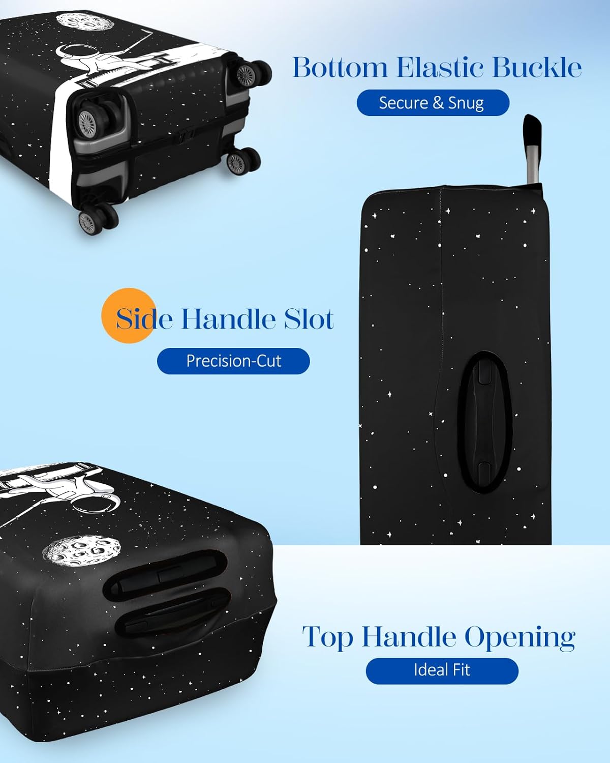 Slohif Luggage Cover for Suitcase Tsa Approved Protector - Luggage Sleeve Large Suit Case Cover Travel Stretch Baggage Case Protective Washable Fit 18-20 Inch Astronaut XS