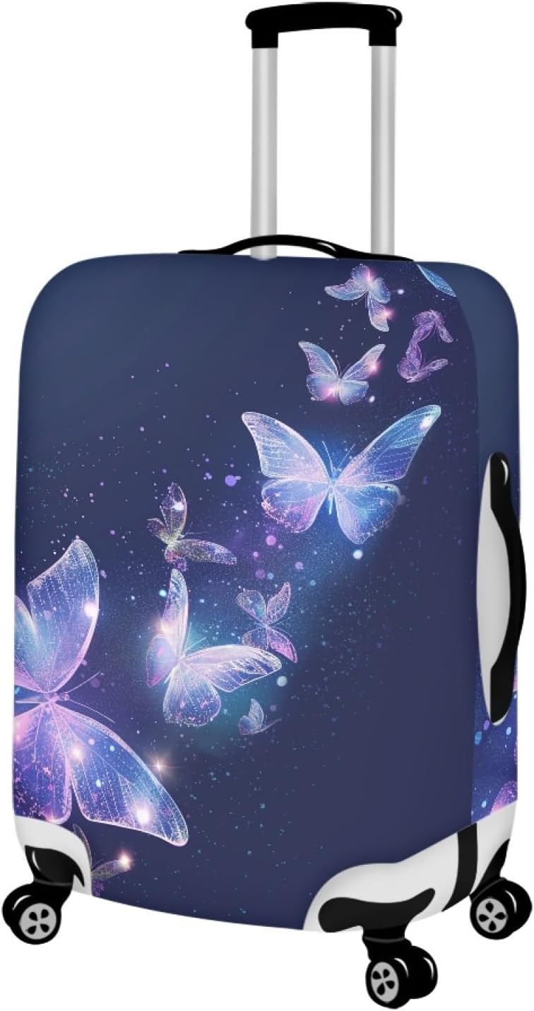 Travel Luggage Cover Anti-scratch Baggage Suitcase Protector Fits 22-25 Inch Luggage, Purple Crystal Butterfly