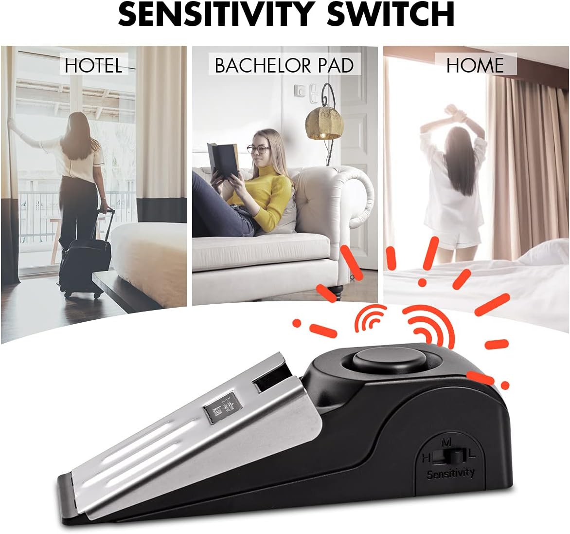 Door Stop Alarm, Door Stopper Security for Home Travel Apartment with 120DB Siren Portable Safety Tool 2 Pack
