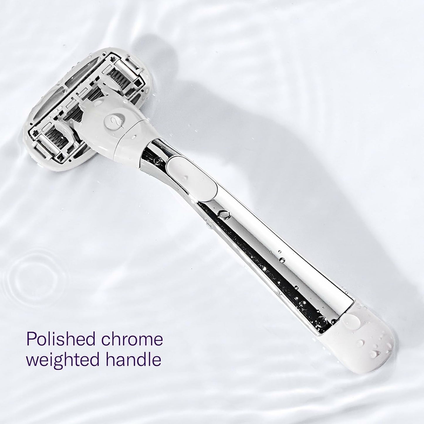Flamingo Shaving Razor Set for Women - Razor Handle, 4 Razor Blade Refills, Shower Holder - Chrome