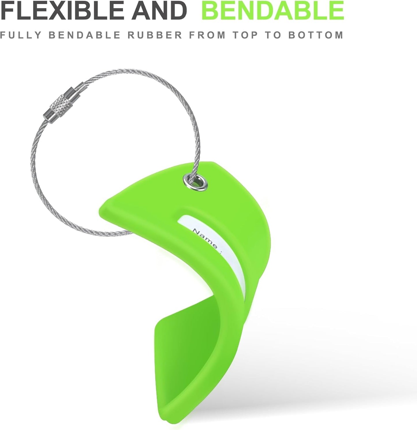 8 Pcs Luggage Tags for Suitcases, 26 Initial Letter Travel Luggage Baggage Identification Labels ID Tags Fully Bendable Tags with Stainless Steel Loop (Letter J, Green)
