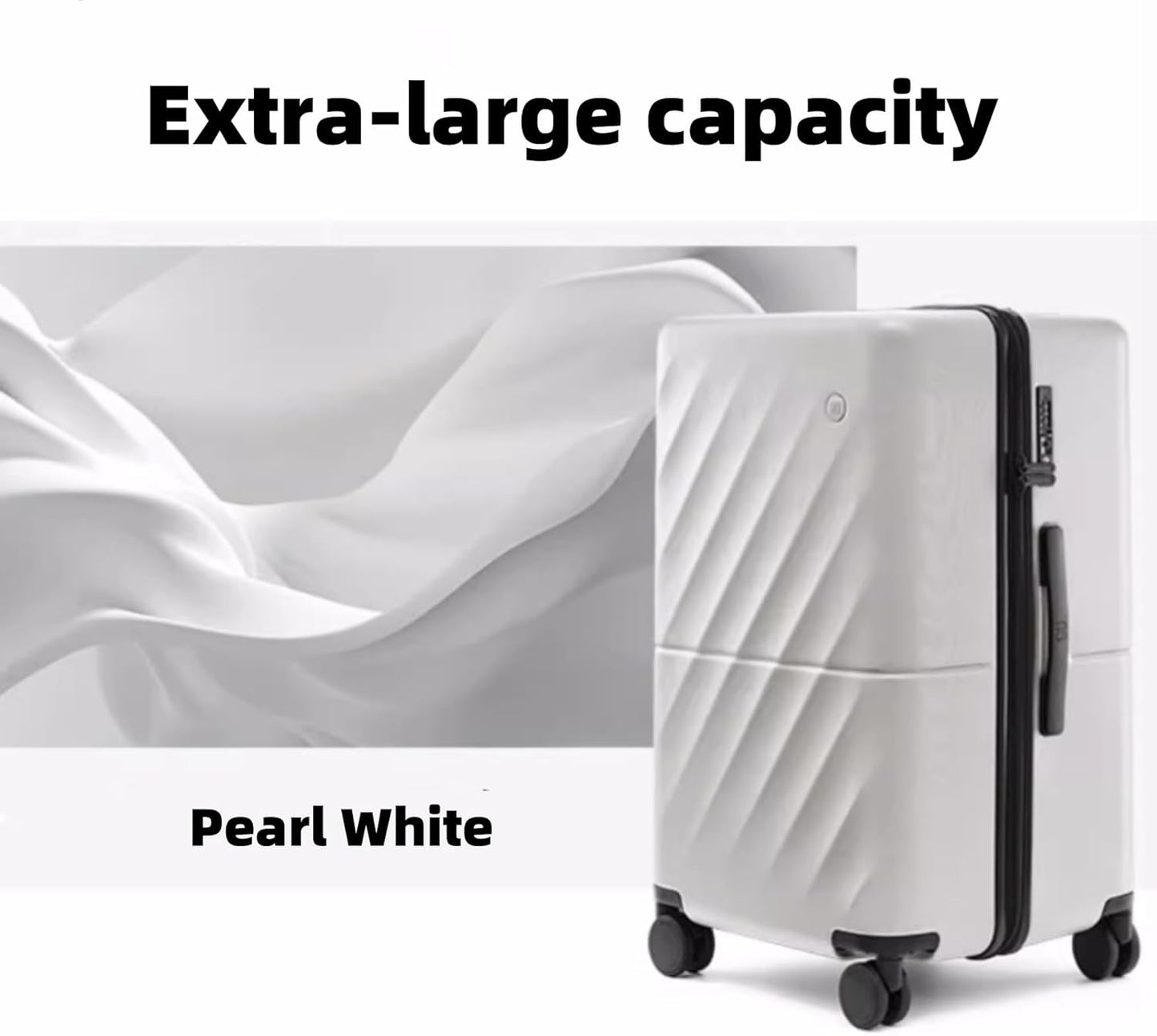 NINETYGO Trunk Luggage 22 Inch, Small Checked Luggage with Double Spinner Wheels, Anti-Burst Zipper, Hard Case PC Suitcase, Lightweight Travel Luggage, TSA Approved (Pearl White, Hudson)