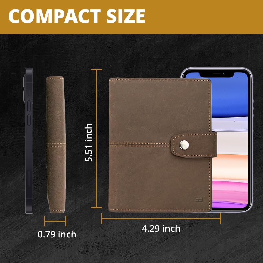 GARZINI Passport Holder with AirTag, Passport Wallet with RFID, Travel Accessories, Travel Document Holder with ID Window, Leather Passport Holder for 7 Cards, Java Brown
