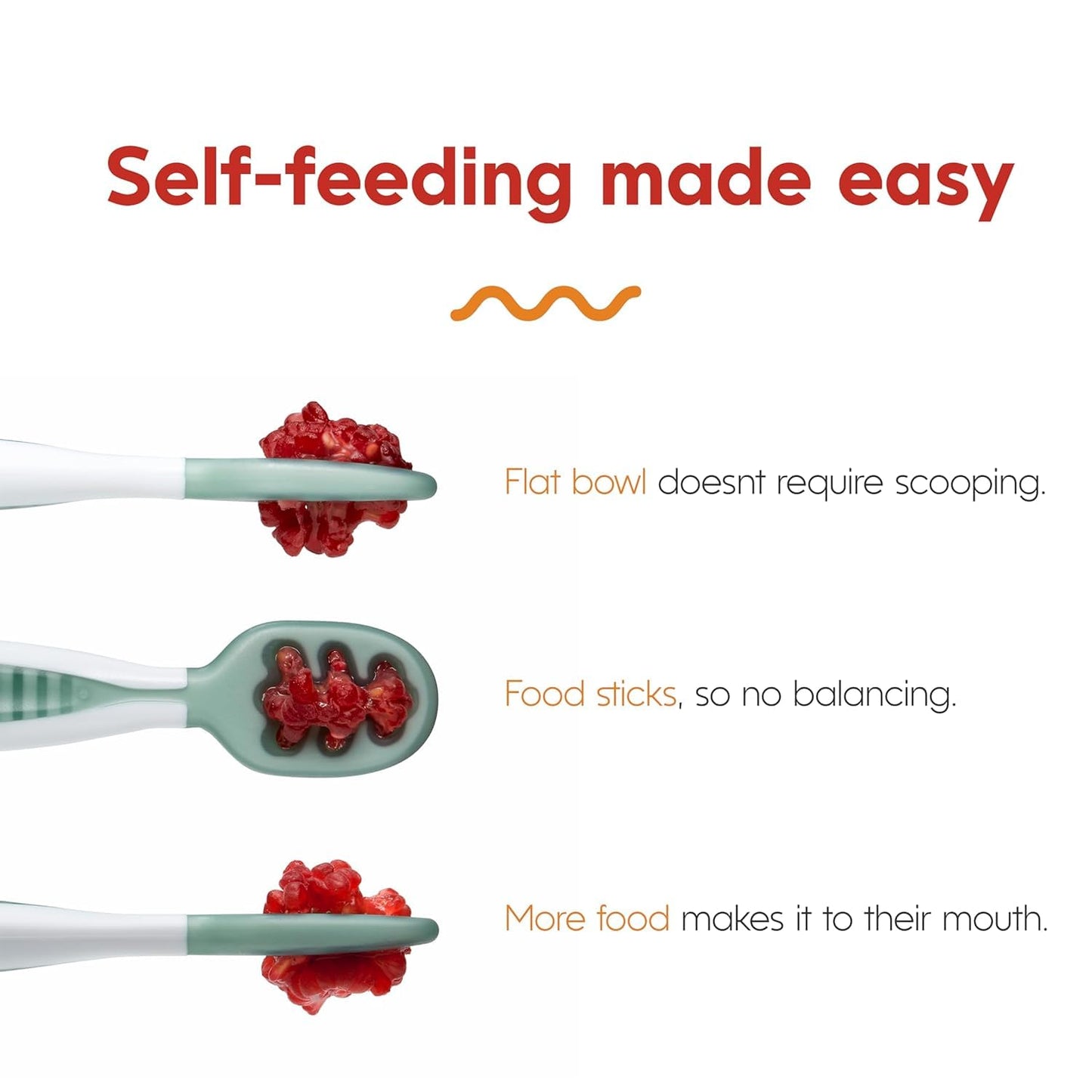 NumNum Baby Spoons Set, Baby Essentials Pre-Spoon GOOtensils for 6+ Months, First Stage Self-Feeding Spoons for Baby Led Weaning (BLW), Silicone Toddler Utensils, BPA-Free, 2 Pack Blue/Green