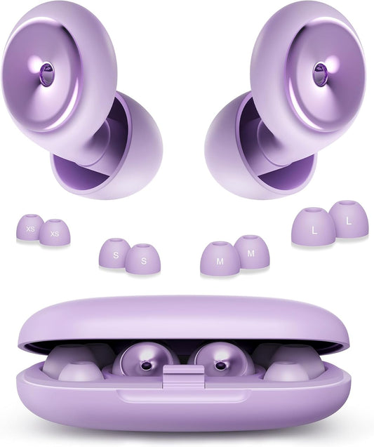 Ear Plugs for Sleeping Noise Cancelling Earbuds:45db Loop Earplugs for Concerts/Shooting/Travel/Snoring Silicone Hearing Protection Sleep Ear Plugs with Reusable 8 Ear Tips （Purple）