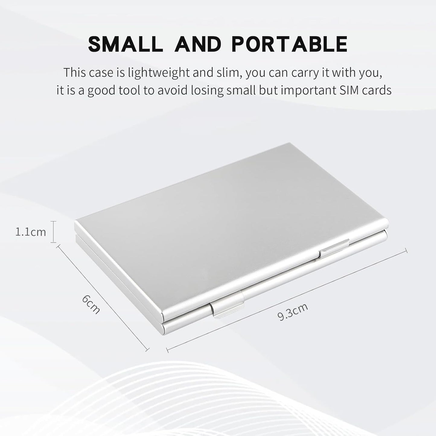 Aluminum SIM Card Case, 15Slots Ultrathin SIM Card Holder, Fit for 8 SIM Card, 6 Micro sim Card, and 1 Cell Phone Eject Pin Slots, Silver