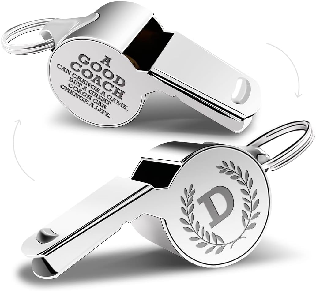 Letters Coach Gifts, Whistle for Coaches, Whistle Emergency, Thank You Coach Gifts, Coaches Whistle with Lanyard Cheer Coach Gift for Men Women Teachers Referees School Sports Coach Outdoor, Letter D