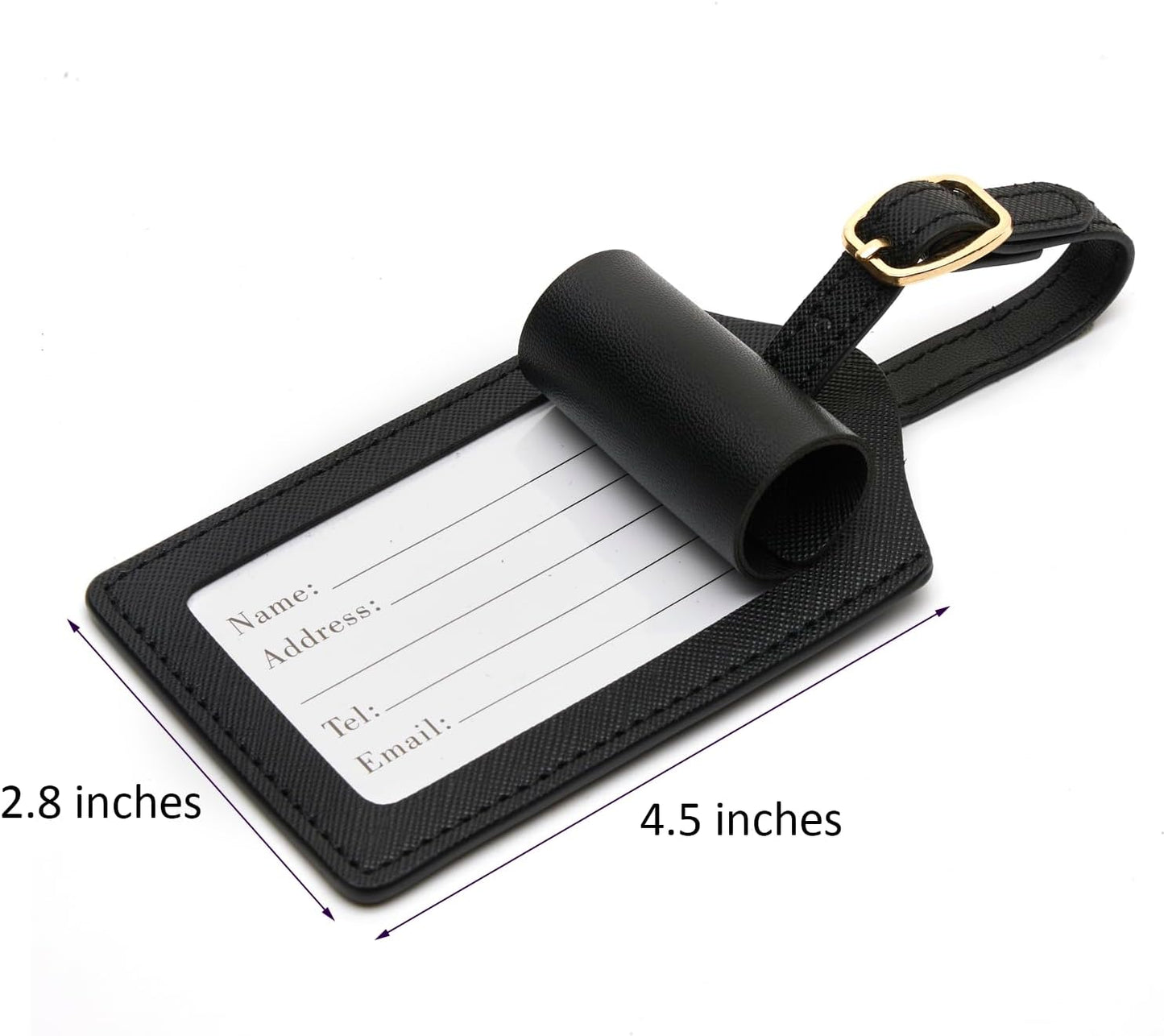 Luggage Tag PU Leather for Suitcase Baggage Handbag Travel Bag Label Suitcase Tag Label Tag w. Name Card & Privacy Cover (O)