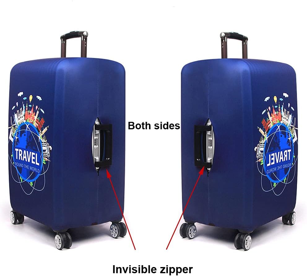 MosaiRudo Thicker Luggage Cover Elastic Suitcase Cover Protector Fits 18-32 Inch Suitcase Travel Accessories (Travel, L)