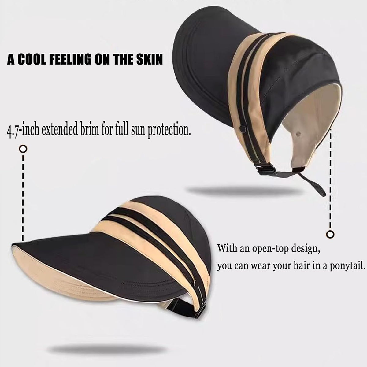 Sun Hats for Womens Wide Brim UV Protection Fishing Hats Packable Reversible Hollow Top Hat with Ponytail Beach Travel Hats