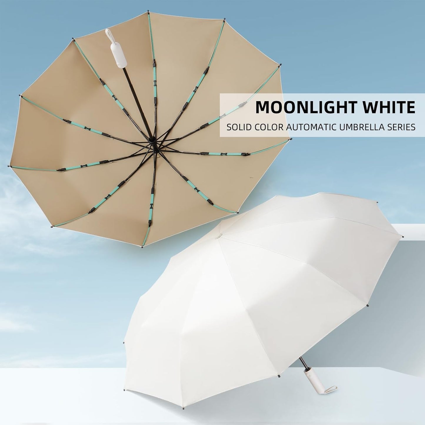 Folding Umbrella Anti-UV Compact Durable Folding Umbrella Auto Open Close Windproof Travel Umbrella Premium Grip Fits Backpack