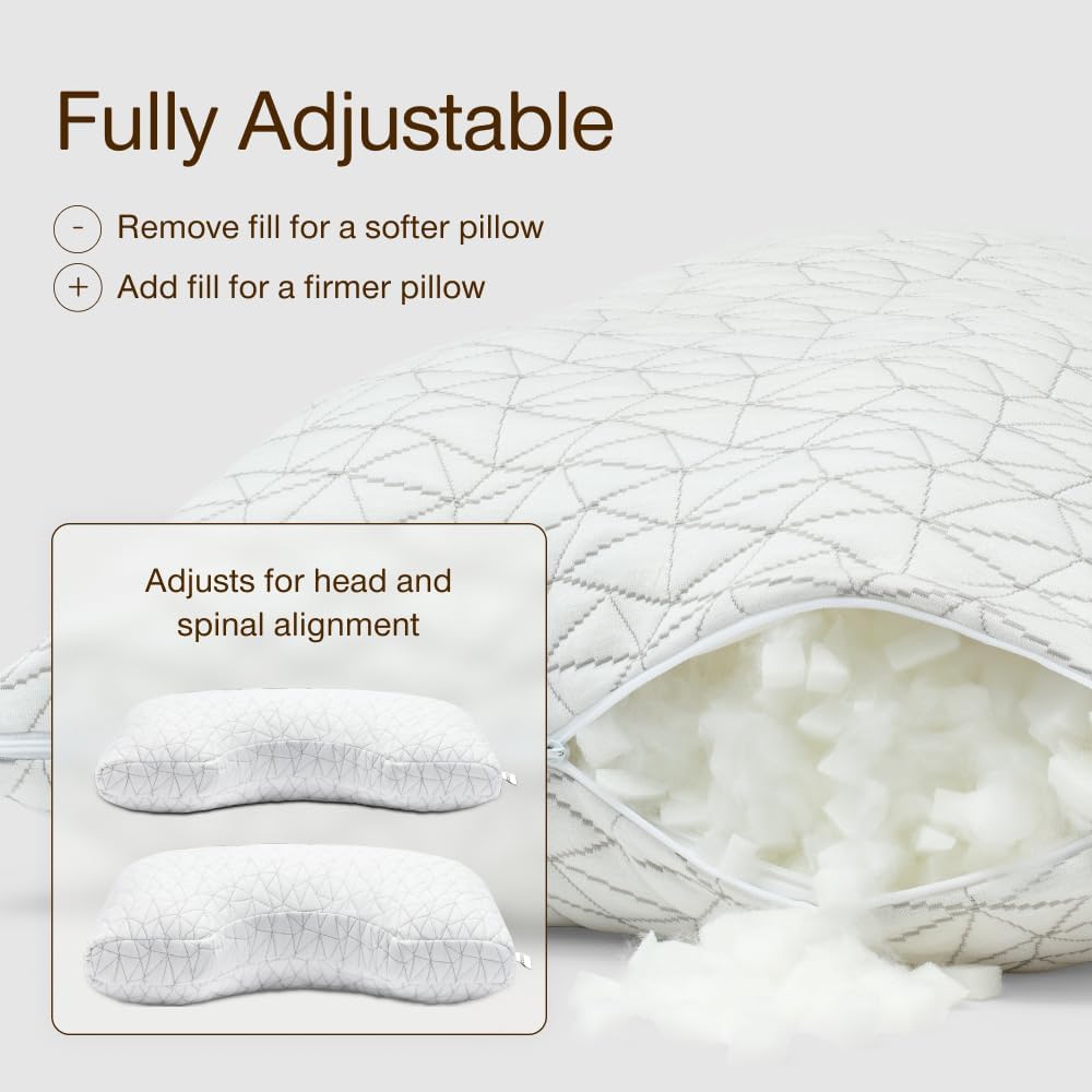 Coop Home Goods Original Cut-Out Adjustable Pillow, King Size Bed Pillows for Neck & Head Support, Memory Foam Pillows - Medium Firm for Side Sleeper, CertiPUR-US/GREENGUARD Gold