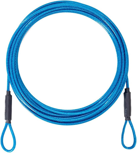 3.3mm (1/8 Inch) Outdoor Travel Stainless Steel Security Cable-15ft Luggage Lock Safety Wire Flexible Steel Wire Rope with Double Loop Safety for Luggage, Bike, Lock (Blue, 15ft-(1Pack)