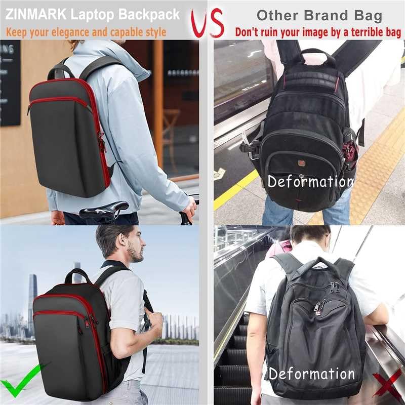 ZINMARK Slim Expandable 15 15.6 16 Inch Laptop Backpack Anti Theft Travel Business Durable Computer Bag, Multipurpose Large Capacity Daypack for Men And Women，BRD01